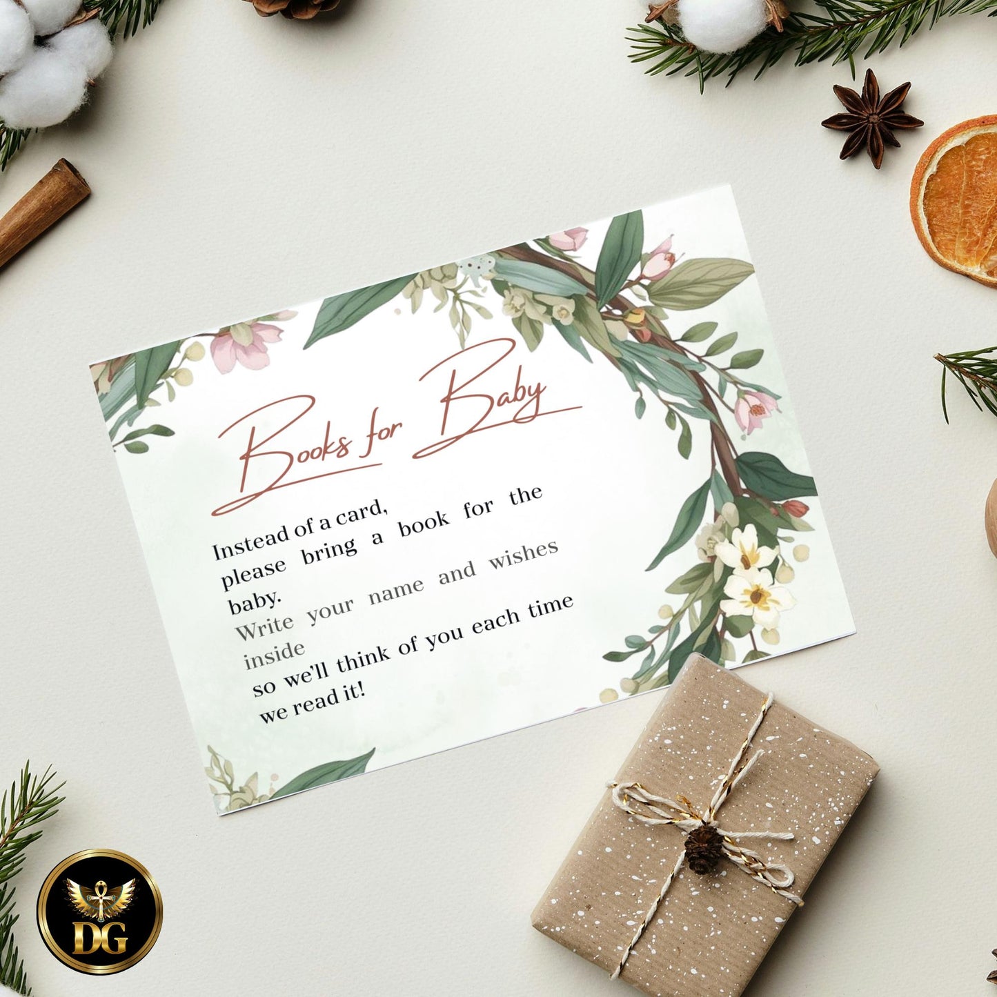 A New Life in Bloom Baby Shower Invitation, Botanical Green Watercolor Invite, Floral Wreath Editable Digital Card