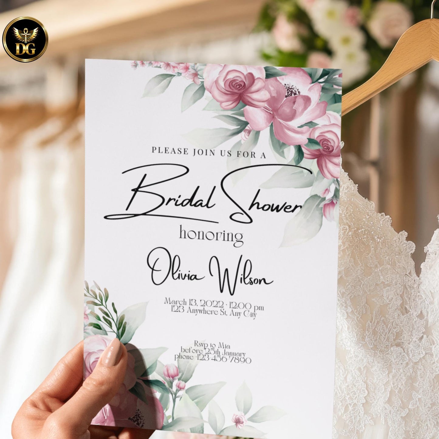 Pink Floral Bridal Shower Invitation | Floral Bridal Shower Invite Editable Bridal Shower Template Romantic Pink Flowers Printable & Digital