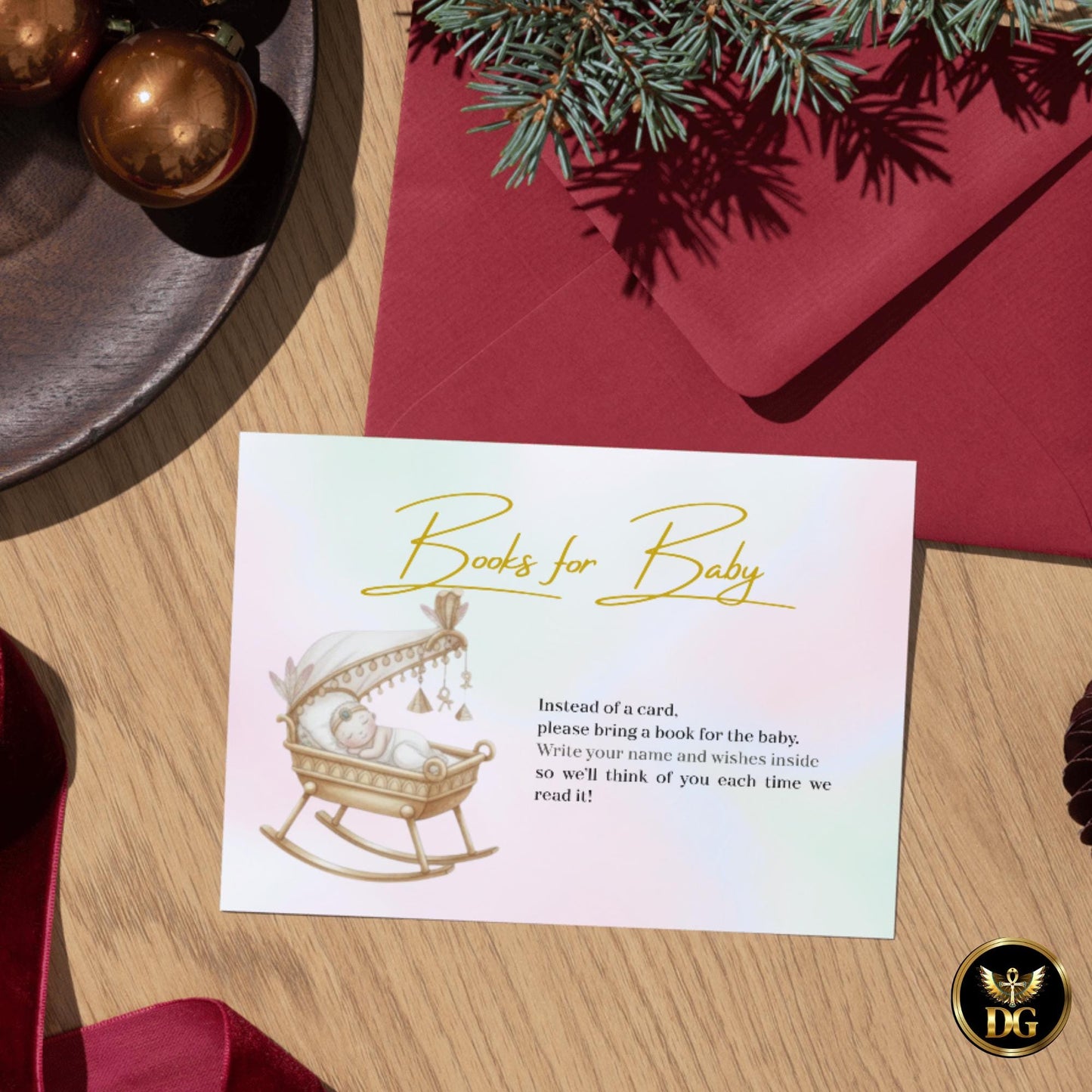 Pastel Egyptian Baby Shower Invitation Set Editable Canva Pharaoh Theme with Diaper Raffle and Books for Baby Digital Download