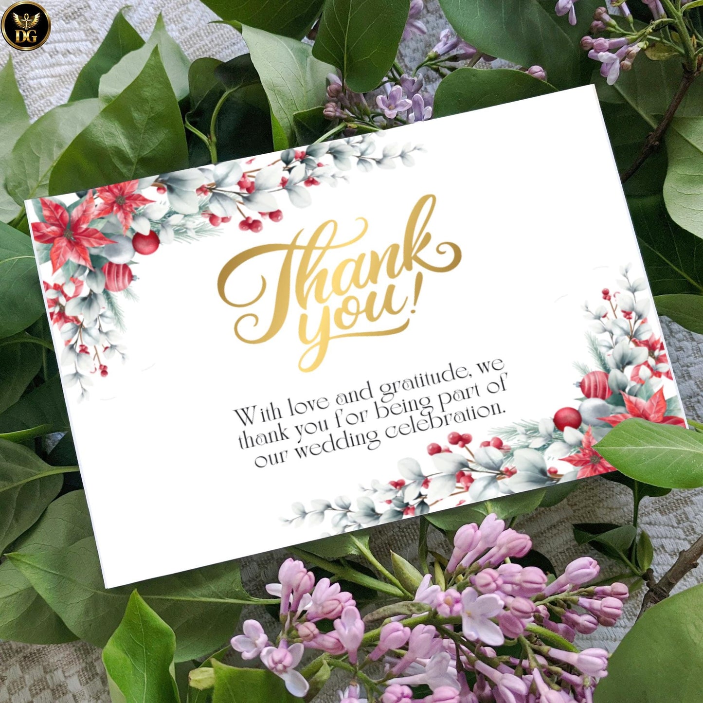 Christmas Floral Wedding Invitation Suite with Clean White Background & Festive Winter Border – Editable Holiday Printable Bundle