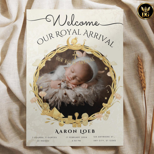Our Royal Arrival – Newborn Photo Card | Egyptian Inspired Design– Newborn Card