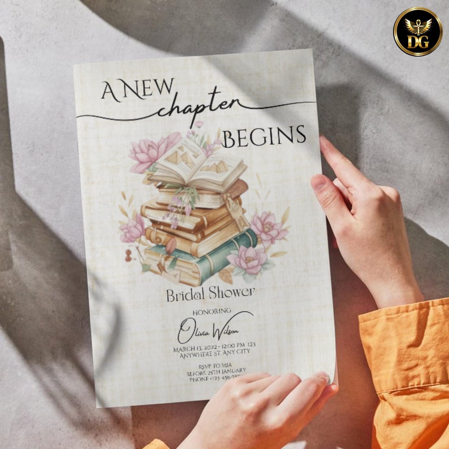 Papyrus Promise – A New Chapter Begins | Ancient Egyptian Papyrus Bridal Shower Digital Invitation