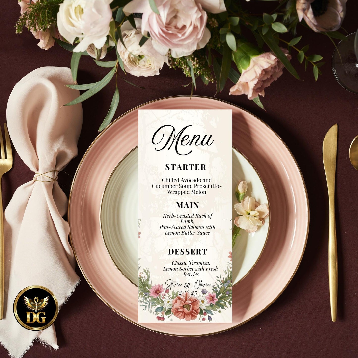 Baby Shower Invitation Pink Velvet Bow Floral Wreath Cream Gold Luxe Bundle Printable + Digital Canva Template