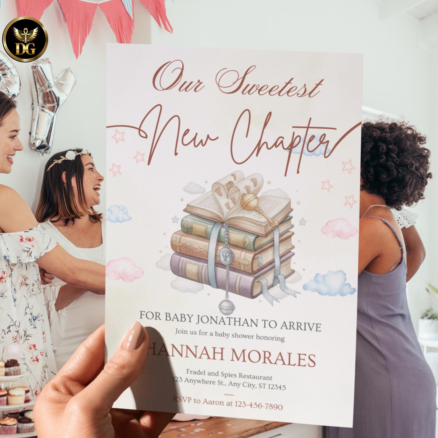 Our Sweetest New Chapter Baby Shower Invitation, Storybook Gender Neutral Shower, Printable & Digital Set