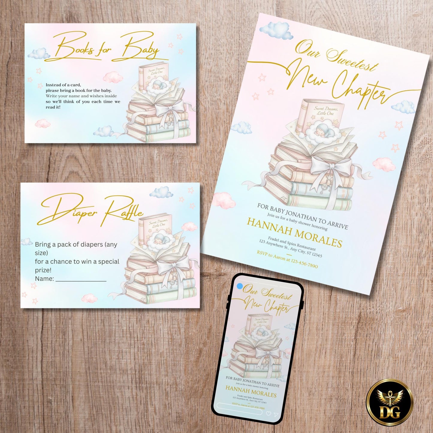 Our Sweetest New Chapter Baby Shower Invitation | Storybook Baby Shower Stationery | Gender Neutral Baby Shower Watercolor Baby Shower Set