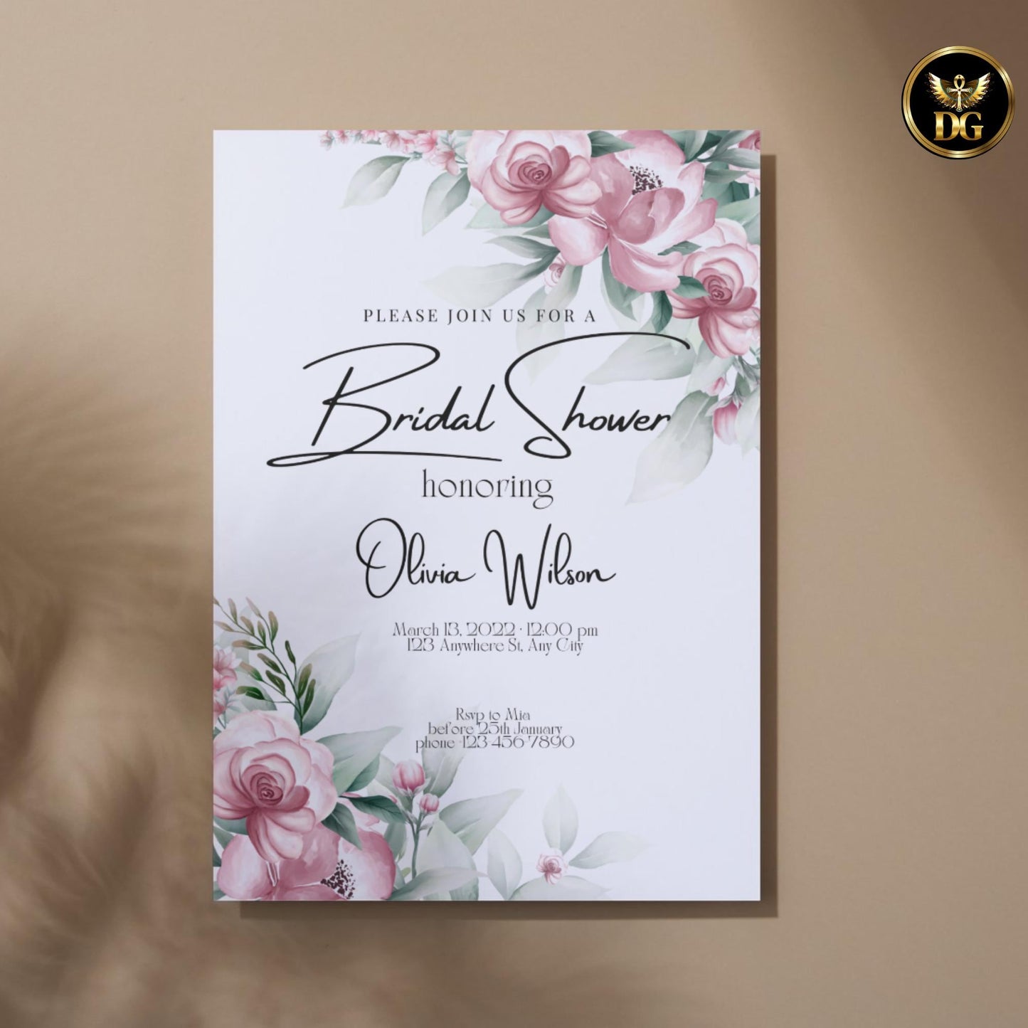 Pink Floral Bridal Shower Invitation | Floral Bridal Shower Invite Editable Bridal Shower Template Romantic Pink Flowers Printable & Digital
