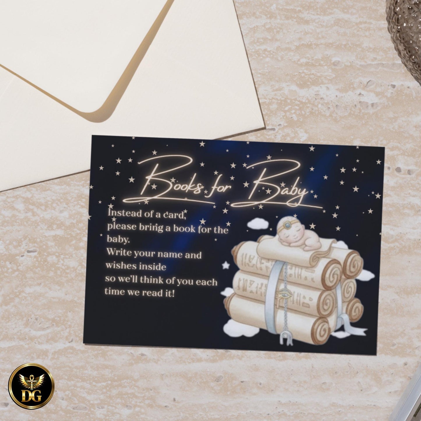 Egyptian Baby Shower Bundle Editable Canva Royal Pharaoh Invitation with Diaper Raffle and Books for Baby Luxury Digital Set